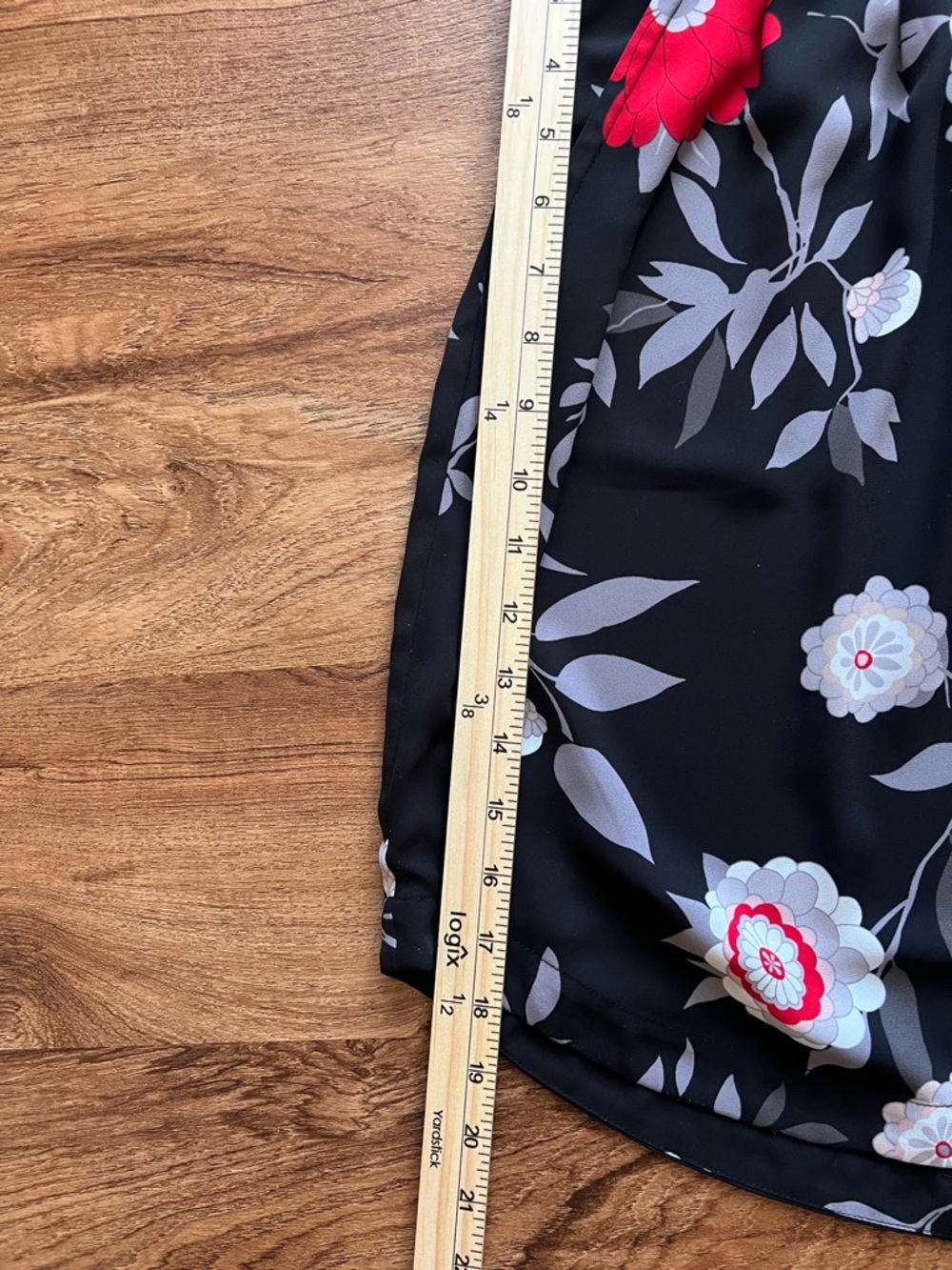 LOFT Black Floral Skirt Button Front Tie Waist Midi Lined Size Medium - Picture 10 of 11